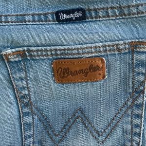 Blue Jean cutoff Wrangler shorts